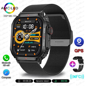 Planet Gates other / black net For Huawei Xiaomi NFC Smart Watch Men AMOLED HD Screen Heart Rate Health Tracker Bluetooth Call IP68 Waterproof Smartwatch 2024