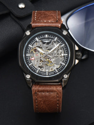 Planet Gates Other / CHINA Man watch automatic movement cool wholesale automatic watch luxury skeleton waterproof leather LONGLUX mechanical wrist watches