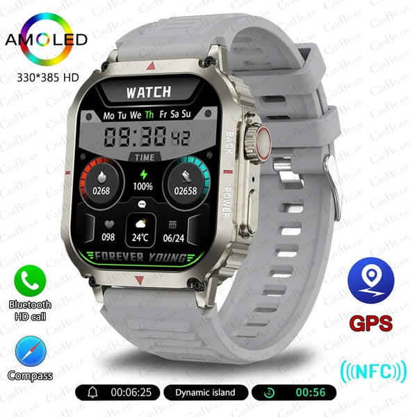Planet Gates other / silver For Huawei Xiaomi NFC Smart Watch Men AMOLED HD Screen Heart Rate Health Tracker Bluetooth Call IP68 Waterproof Smartwatch 2024