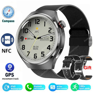 Planet Gates other / Silver Mesh belt 2 2024 New Smart Watch Heart rate Health Monitor Bluetooth Call NFC GPS Tracker IP68 Waterproof  SmartWatch Men For HUAWEI GT4 Pro