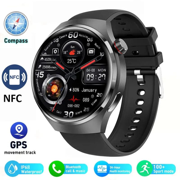 Planet Gates other / Silver Mesh belt 2 2024 New Smart Watch Heart rate Health Monitor Bluetooth Call NFC GPS Tracker IP68 Waterproof  SmartWatch Men For HUAWEI GT4 Pro