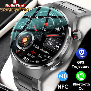Planet Gates other / Silver Mesh belt 2 2024 New Smart Watch Heart rate Health Monitor Bluetooth Call NFC GPS Tracker IP68 Waterproof  SmartWatch Men For HUAWEI GT4 Pro