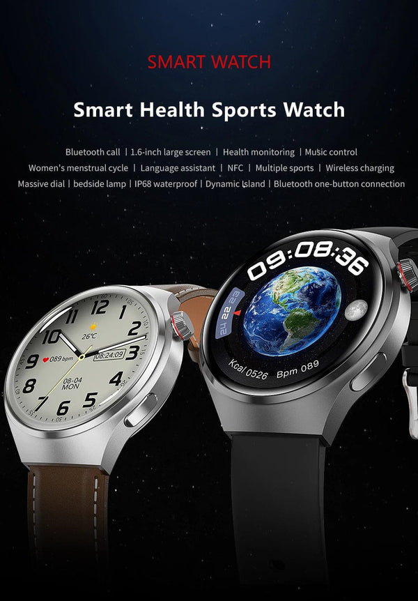 Planet Gates other / Silver Mesh belt 2 2024 New Smart Watch Heart rate Health Monitor Bluetooth Call NFC GPS Tracker IP68 Waterproof  SmartWatch Men For HUAWEI GT4 Pro