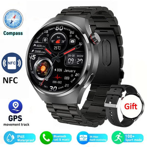 Planet Gates other / Silver Mesh belt 2 2024 New Smart Watch Heart rate Health Monitor Bluetooth Call NFC GPS Tracker IP68 Waterproof  SmartWatch Men For HUAWEI GT4 Pro