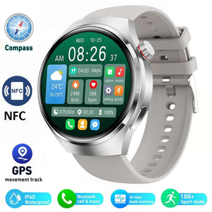 Planet Gates other / Silver Mesh belt 2 2024 New Smart Watch Heart rate Health Monitor Bluetooth Call NFC GPS Tracker IP68 Waterproof  SmartWatch Men For HUAWEI GT4 Pro