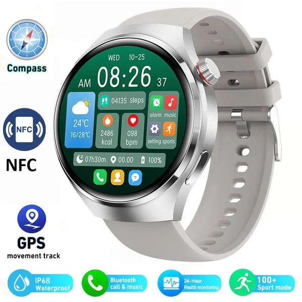 Planet Gates other / Silver Mesh belt 2 2024 New Smart Watch Heart rate Health Monitor Bluetooth Call NFC GPS Tracker IP68 Waterproof  SmartWatch Men For HUAWEI GT4 Pro