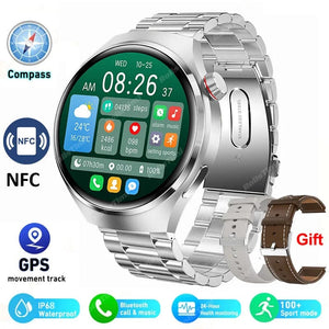 Planet Gates other / Silver Mesh belt 2 2024 New Smart Watch Heart rate Health Monitor Bluetooth Call NFC GPS Tracker IP68 Waterproof  SmartWatch Men For HUAWEI GT4 Pro