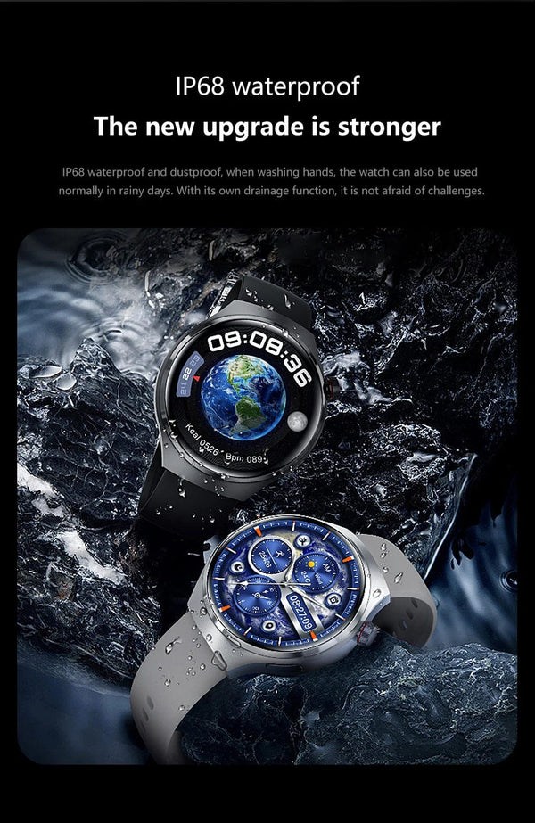 Planet Gates other / Silver Mesh belt 2 2024 New Smart Watch Heart rate Health Monitor Bluetooth Call NFC GPS Tracker IP68 Waterproof  SmartWatch Men For HUAWEI GT4 Pro