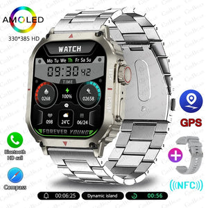 Planet Gates other / silver steel For Huawei Xiaomi NFC Smart Watch Men AMOLED HD Screen Heart Rate Health Tracker Bluetooth Call IP68 Waterproof Smartwatch 2024