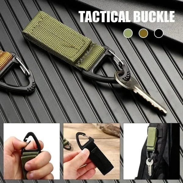 Planet Gates Outdoor Camping Carabiner Nylon Molle Tactical Backpack Key Hook Webbing Buckle System Belt Buckle Hanging Climbing Accessory