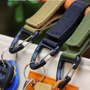 Planet Gates Outdoor Camping Carabiner Nylon Molle Tactical Backpack Key Hook Webbing Buckle System Belt Buckle Hanging Climbing Accessory