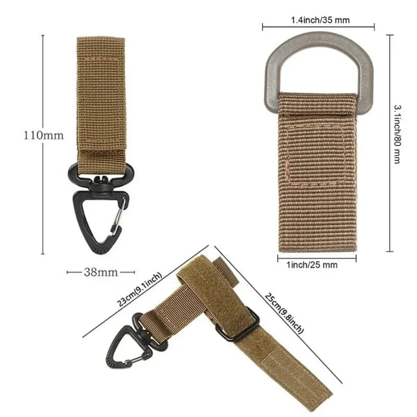 Planet Gates Outdoor Camping Carabiner Nylon Molle Tactical Backpack Key Hook Webbing Buckle System Belt Buckle Hanging Climbing Accessory
