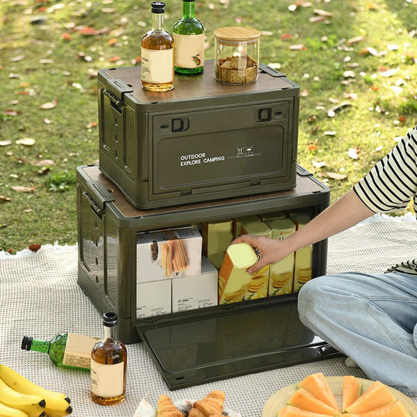 Planet Gates Outdoor Camping Folding Storage Box 30L Large Capacity Car Storage Food Box Outdoor Travel Picnic Storage Bin Camping Equipment