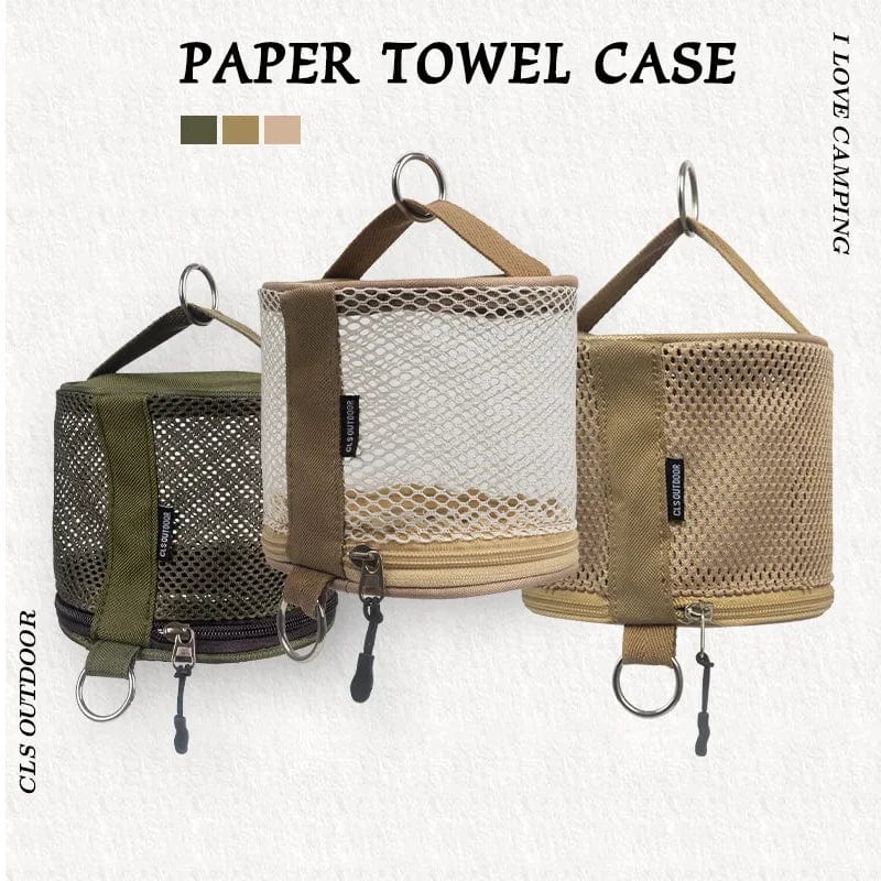 Planet Gates Outdoor Camping Paper Towel Drawer Home Mesh Tube Paper Towel Storage Bag Car Hanging Roll Paper Tube Bag Storage Box Outdoor