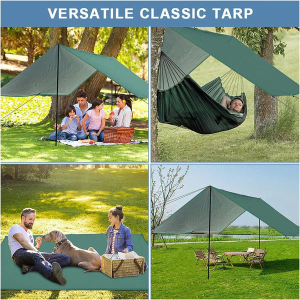 Planet Gates Outdoor Camping Tarp, Camping Tarpaulin Awning, Lightweight UV Resistant and PU 3000mm Waterproof Rainproof Tarpaulin Shelter