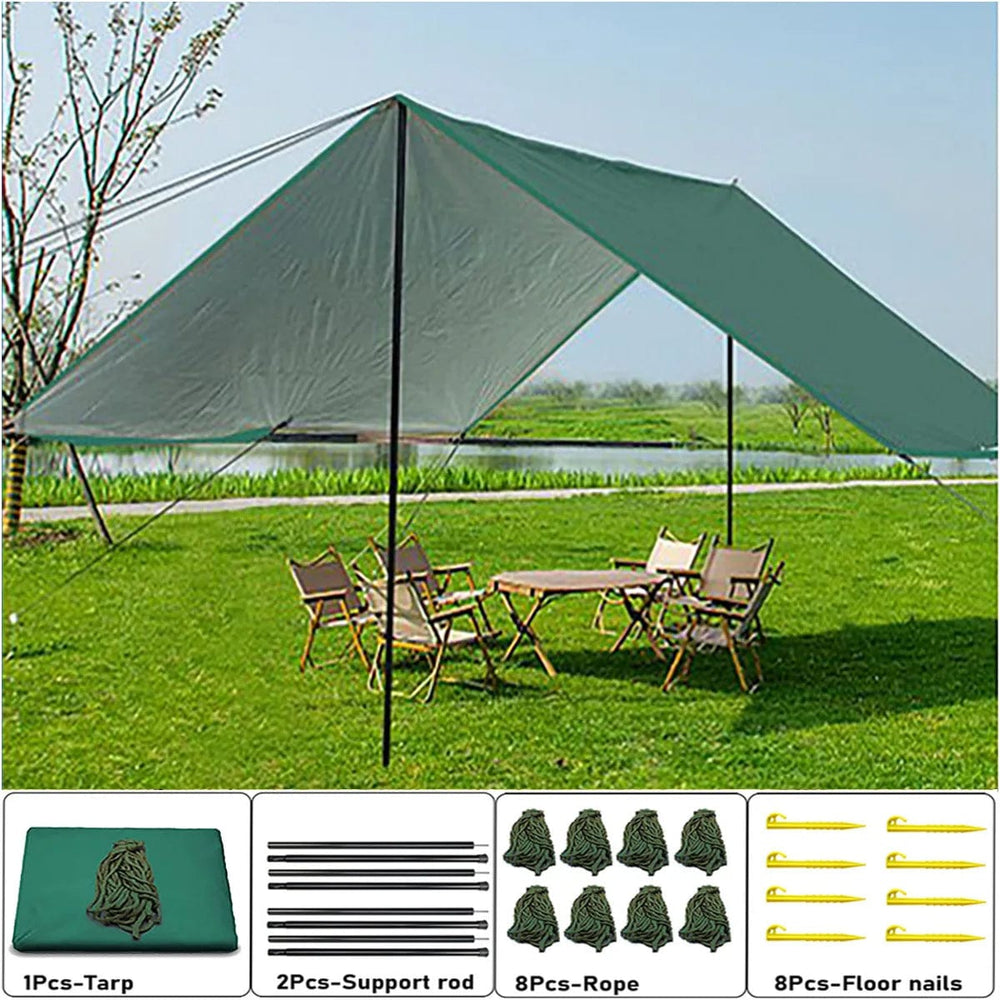 Planet Gates Outdoor Camping Tarp, Camping Tarpaulin Awning, Lightweight UV Resistant and PU 3000mm Waterproof Rainproof Tarpaulin Shelter