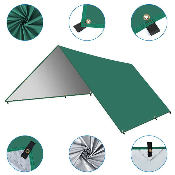 Planet Gates Outdoor Camping Tarp, Camping Tarpaulin Awning, Lightweight UV Resistant and PU 3000mm Waterproof Rainproof Tarpaulin Shelter