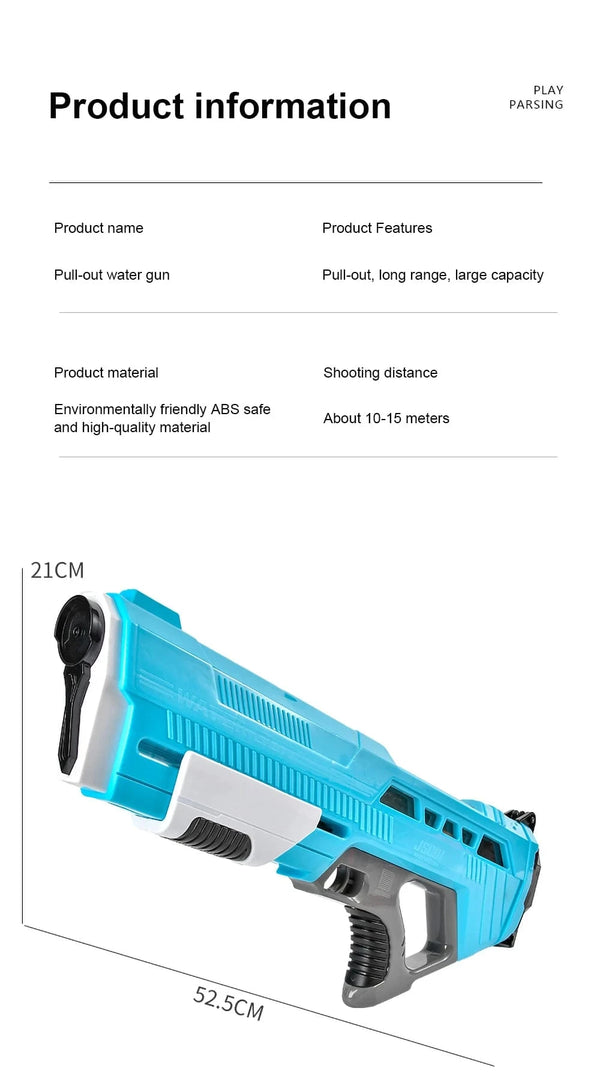 Planet Gates Outdoor Water Gun Toys Electric High Pressure Large Capacity Water Gun Summer Beach Swimming Pool Game Interactive Kids Toys
