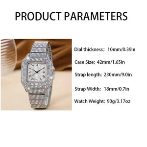 Planet Gates Oversize Square Dial Rhinestone Alloy Watch Fancy Women Watches Jewelry Sophisticated And Stylish Women Watch
