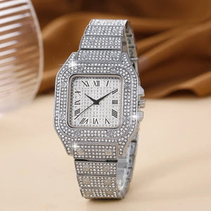 Planet Gates Oversize Square Dial Rhinestone Alloy Watch Fancy Women Watches Jewelry Sophisticated And Stylish Women Watch