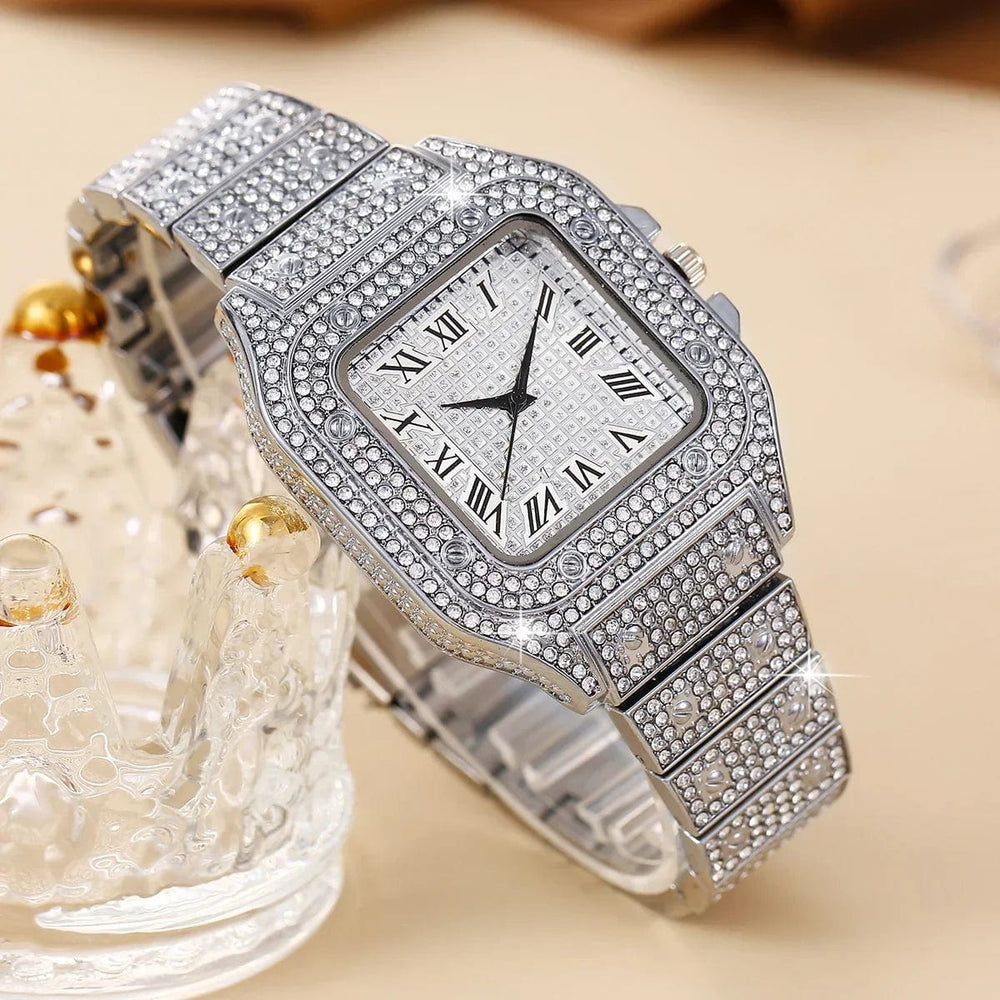 Planet Gates Oversize Square Dial Rhinestone Alloy Watch Fancy Women Watches Jewelry Sophisticated And Stylish Women Watch