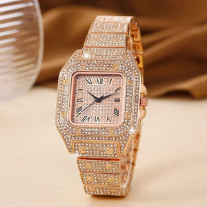 Planet Gates Oversize Square Dial Rhinestone Alloy Watch Fancy Women Watches Jewelry Sophisticated And Stylish Women Watch