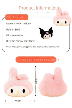 Planet Gates Oversized Kuromi Melody Sanrio Plush Toys Super Soft Plush Pillow Cushion Kwaii Plush Toys Children's Birthday Gifts