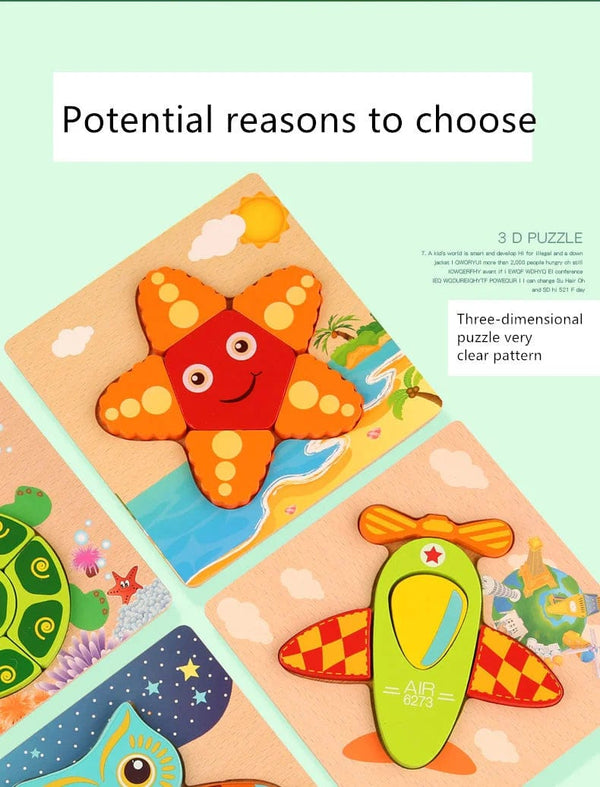 Planet Gates owl Wooden 3D Toys Puzzle Cartoon Animals Early Learning Cognition Intelligence Puzzle Game Colorful Montessori Baby Toddler Gifts