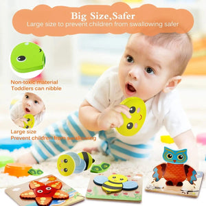 Planet Gates owl Wooden 3D Toys Puzzle Cartoon Animals Early Learning Cognition Intelligence Puzzle Game Colorful Montessori Baby Toddler Gifts