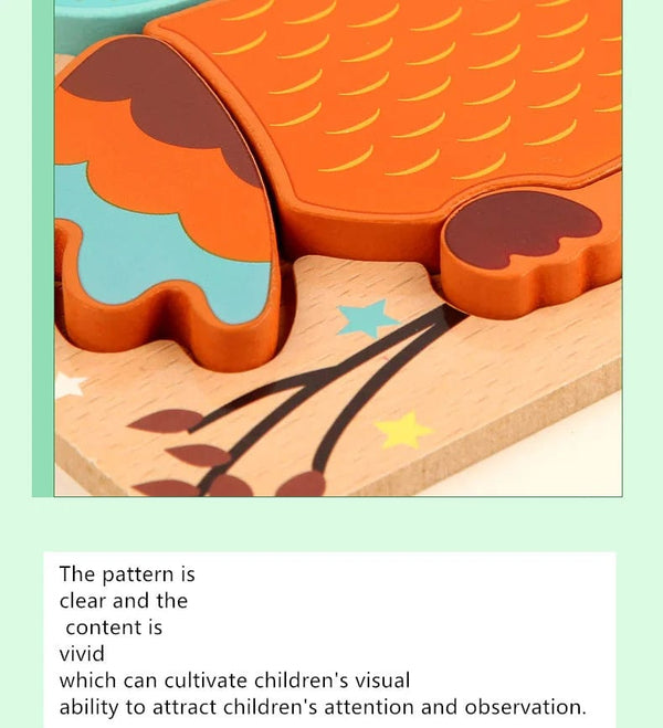 Planet Gates owl Wooden 3D Toys Puzzle Cartoon Animals Early Learning Cognition Intelligence Puzzle Game Colorful Montessori Baby Toddler Gifts