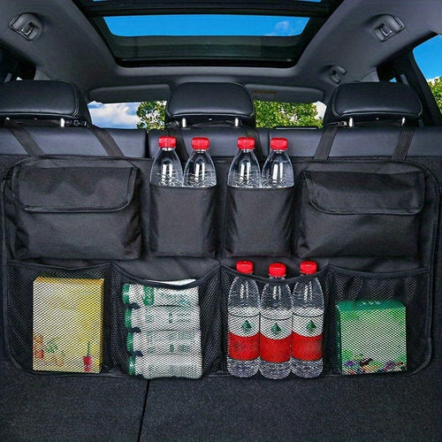 Planet Gates Oxford Cloth, Mesh Cloth / 8 Storage Bags 1pc Large Car Trunk Organizer Bag, Multifunctional Car Rear Seat Back Storage Bag, Collapsible Hanging Storage Bag, Waterproof Large Capacity Bag