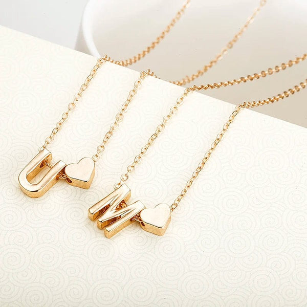 Planet Gates P 2024 Fashion Tiny Heart Dainty Initial Necklace With Letter Name Choker Necklace For Women Pendant Jewelry Accessories Gift