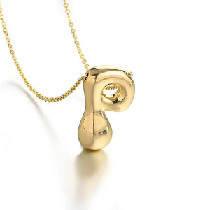 Planet Gates P Greatera Gold Color Chunky Balloon Bubble Initial Letter Pendant Choker Necklaces for Women Custom Personalized Jewelry