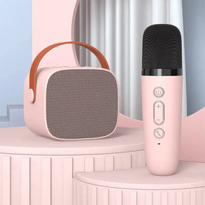 Planet Gates P2 Pink Two Mic Portable Karaoke Microphone Bluetooth Speaker KTV Double Mic Duet Adult Children Toys Suitable For Family Parties To Singing