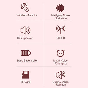Planet Gates P2 Pink Two Mic Portable Karaoke Microphone Bluetooth Speaker KTV Double Mic Duet Adult Children Toys Suitable For Family Parties To Singing