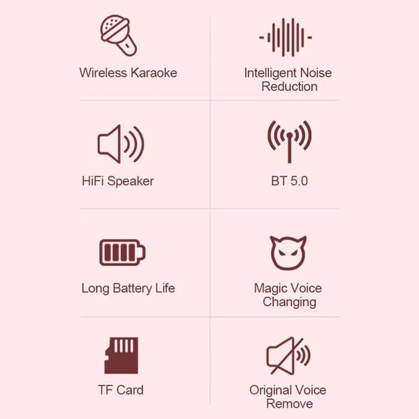 Planet Gates P2 Pink Two Mic Portable Karaoke Microphone Bluetooth Speaker KTV Double Mic Duet Adult Children Toys Suitable For Family Parties To Singing