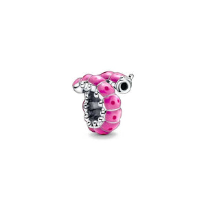 Planet Gates P351 2024 New Sping Pink Bag Pany Flower Caterpillar Diy 925 Sterling Silver Bead Fit Bracelet Bangle Jewerlry Accessories