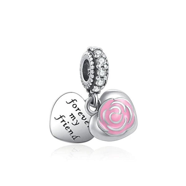 Planet Gates P351 2024 New Sping Pink Bag Pany Flower Caterpillar Diy 925 Sterling Silver Bead Fit Bracelet Bangle Jewerlry Accessories