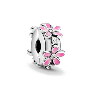 Planet Gates P351 2024 New Sping Pink Bag Pany Flower Caterpillar Diy 925 Sterling Silver Bead Fit Bracelet Bangle Jewerlry Accessories