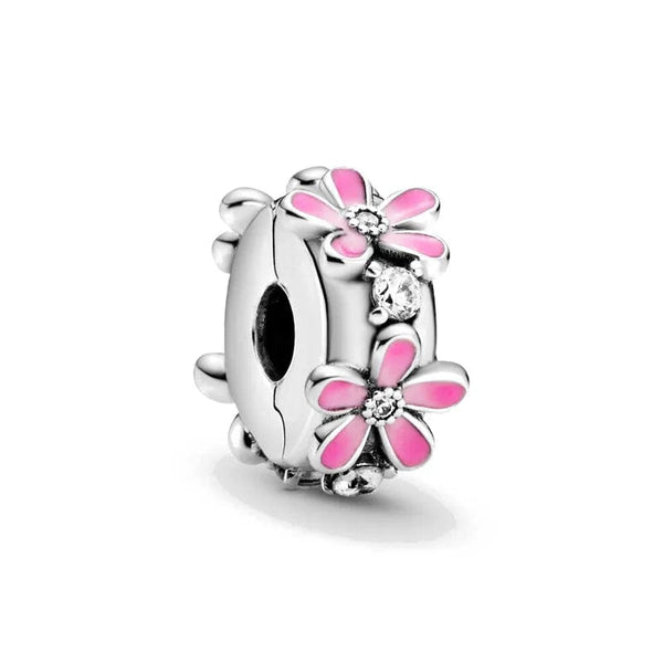 Planet Gates P351 2024 New Sping Pink Bag Pany Flower Caterpillar Diy 925 Sterling Silver Bead Fit Bracelet Bangle Jewerlry Accessories