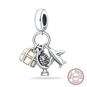 Planet Gates PAC114 Fit Qikaola 925 Original Bracelets Blue Zircon Owl Luminous Sea Turtle Octopus 925 Silver Charms Beads DIY Birthday Jewelry Gift