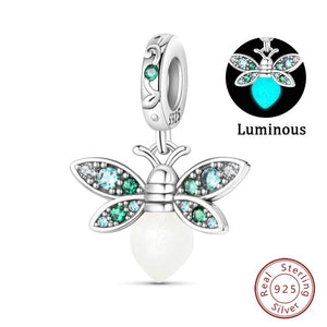 Planet Gates PAC1279 Fit Qikaola 925 Original Bracelets Blue Zircon Owl Luminous Sea Turtle Octopus 925 Silver Charms Beads DIY Birthday Jewelry Gift