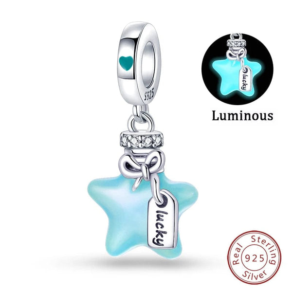 Planet Gates PAC479 Fit Qikaola 925 Original Bracelets Blue Zircon Owl Luminous Sea Turtle Octopus 925 Silver Charms Beads DIY Birthday Jewelry Gift