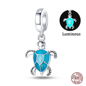 Planet Gates PAC488 Fit Qikaola 925 Original Bracelets Blue Zircon Owl Luminous Sea Turtle Octopus 925 Silver Charms Beads DIY Birthday Jewelry Gift