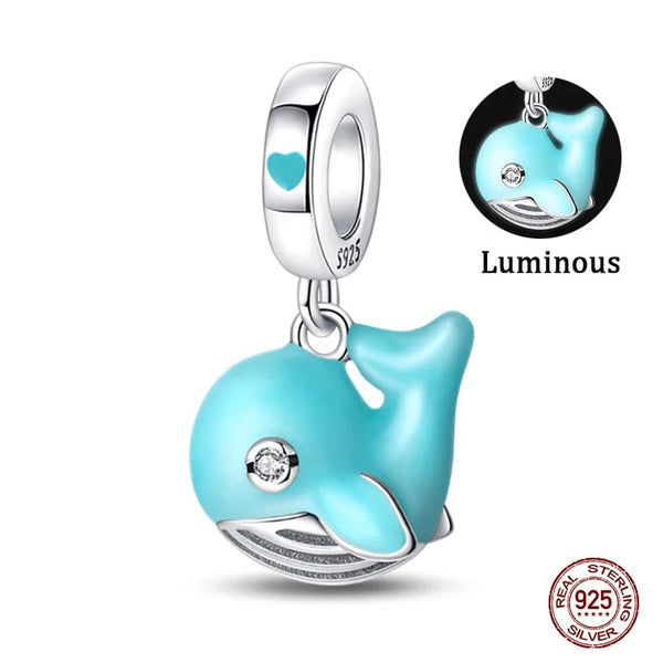 Planet Gates PAC620 Fit Qikaola 925 Original Bracelets Blue Zircon Owl Luminous Sea Turtle Octopus 925 Silver Charms Beads DIY Birthday Jewelry Gift