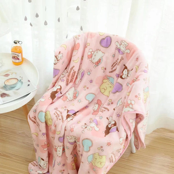 Planet Gates pachacco blanket / 200x200cm Cartoon Hello Kitty Plush Blanket Anime Flannel Pillowcase Kawaii Sanrio Room Decor Nap Air Conditioner QuiltFine Gift For Girl