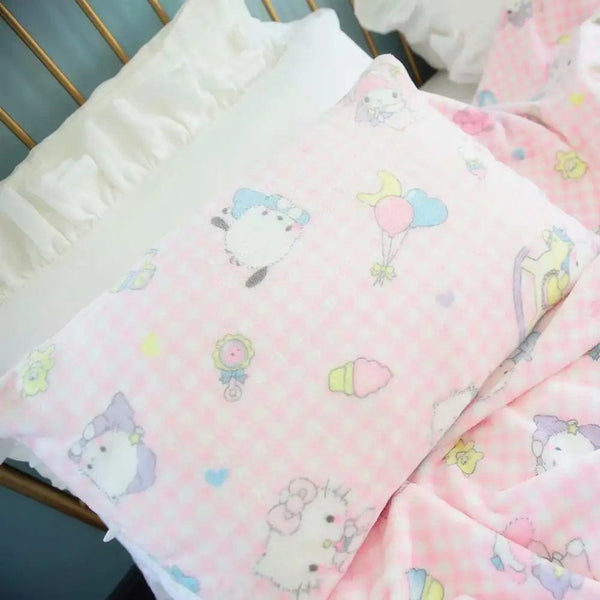 Planet Gates pachacco blanket / 200x200cm Cartoon Hello Kitty Plush Blanket Anime Flannel Pillowcase Kawaii Sanrio Room Decor Nap Air Conditioner QuiltFine Gift For Girl