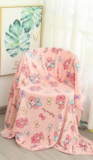 Planet Gates pachacco blanket / 200x200cm Cartoon Hello Kitty Plush Blanket Anime Flannel Pillowcase Kawaii Sanrio Room Decor Nap Air Conditioner QuiltFine Gift For Girl