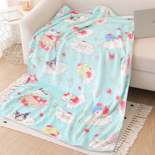 Planet Gates pachacco blanket / 200x200cm Cartoon Hello Kitty Plush Blanket Anime Flannel Pillowcase Kawaii Sanrio Room Decor Nap Air Conditioner QuiltFine Gift For Girl