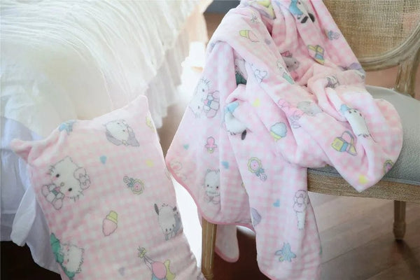 Planet Gates pachacco blanket / 200x200cm Cartoon Hello Kitty Plush Blanket Anime Flannel Pillowcase Kawaii Sanrio Room Decor Nap Air Conditioner QuiltFine Gift For Girl